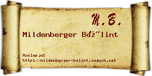 Mildenberger Bálint névjegykártya